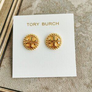 Tory Burch Rope Logo Gold Stud Earrings Jewelry